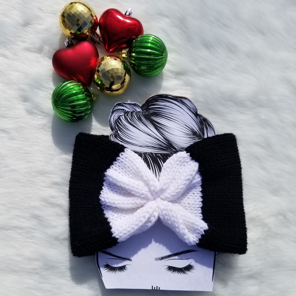 Rich.Meri Handmd Black & White Ear WarmerHead Band